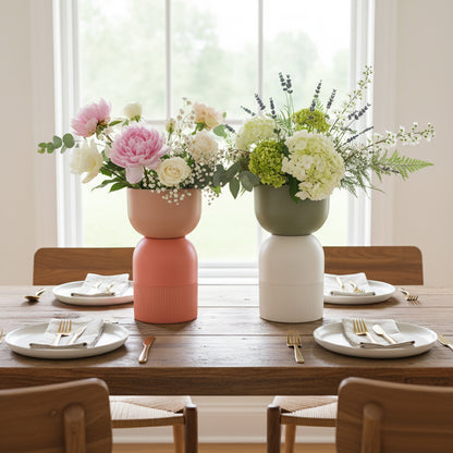 Flip Med Nude and Coral Ceramic Vase