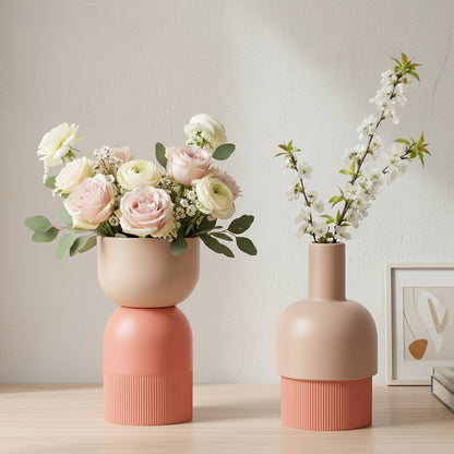 Flip Med Nude and Coral Ceramic Vase