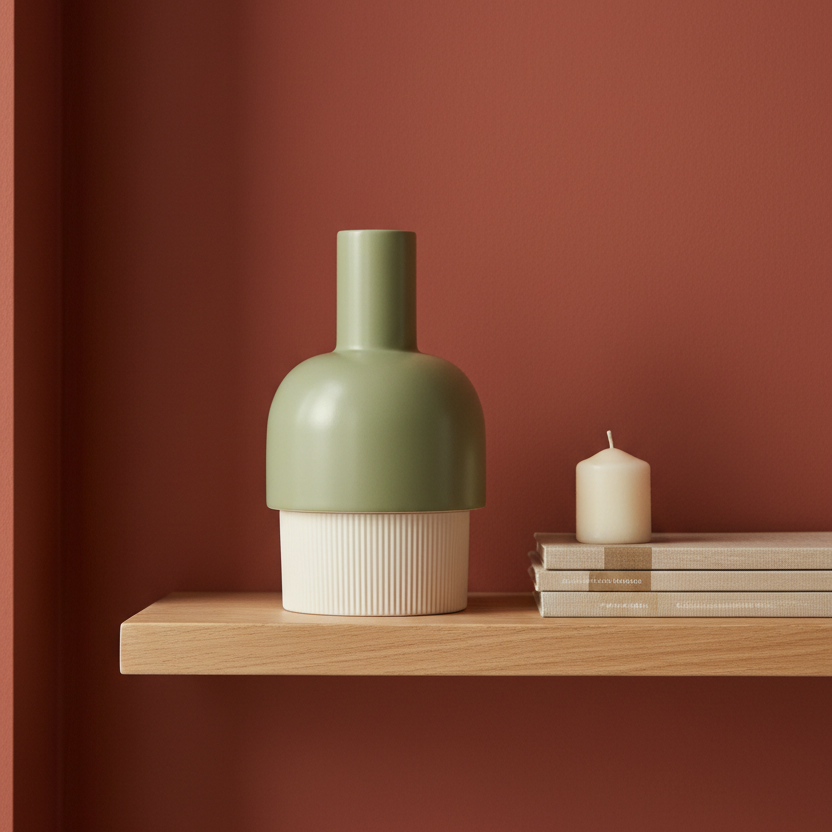 Flip Reversible Ceramic Vase – Ivory & Olive