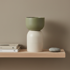 Flip Reversible Ceramic Vase – Ivory & Olive