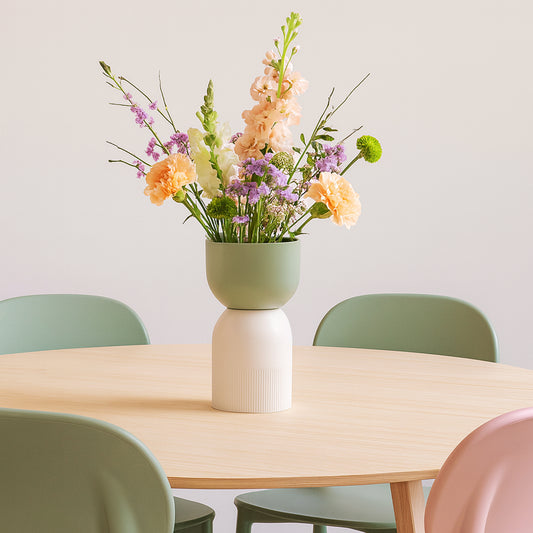 Flip Reversible Ceramic Vase – Ivory & Olive Medium