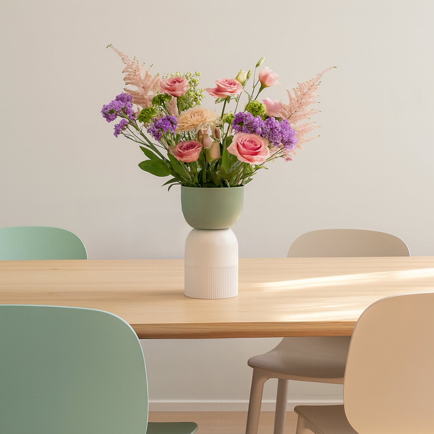 Flip Reversible Ceramic Vase – Ivory & Olive Medium