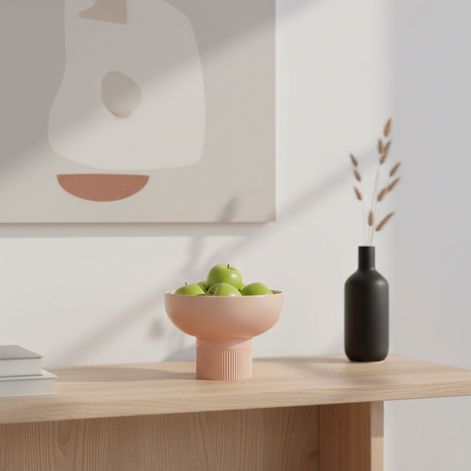Tip Top Small Ceramic Bowl – Nude Small holding green apples on wooden table in minimalist room Dutch Design Functional Design