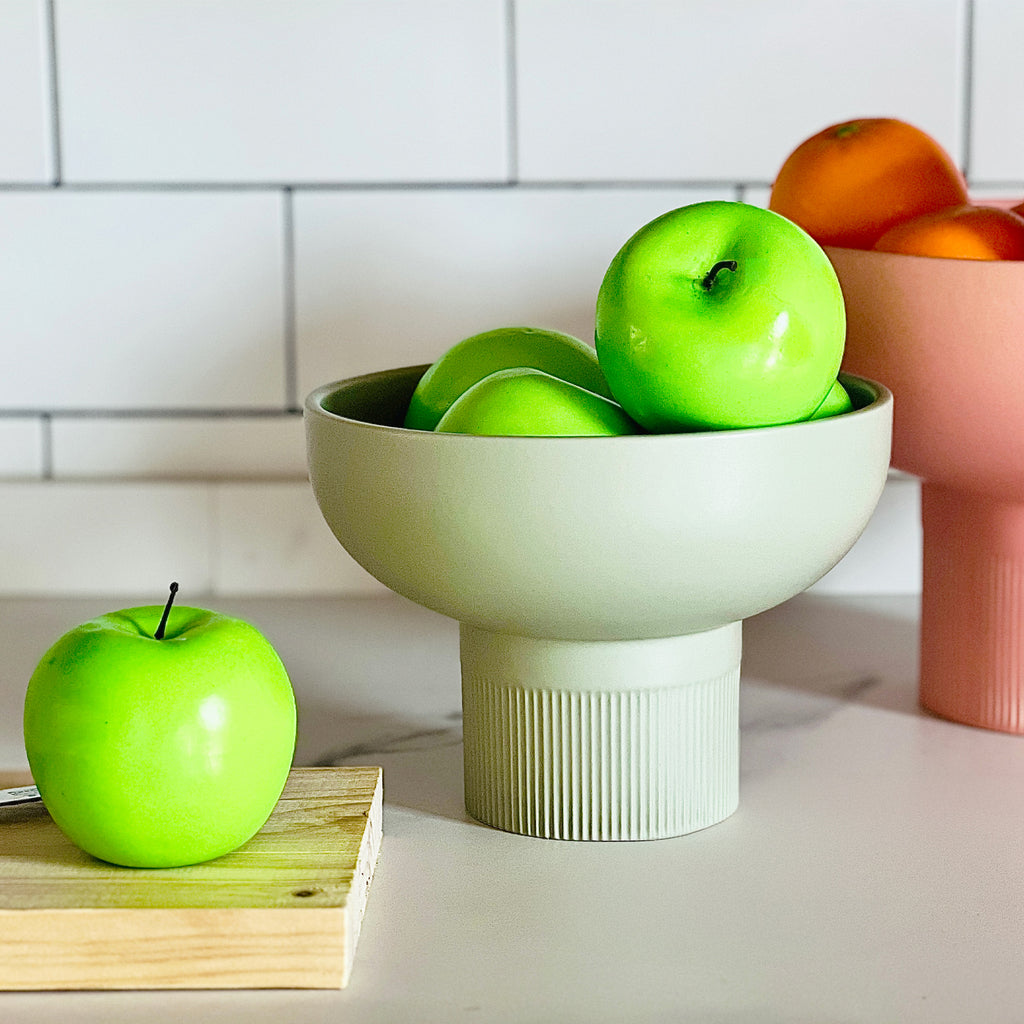 Tip Top Small Ceramic Bowl – Olive Small with green apples, Dutch Design, minimalist home decor, functional design centerpiece bowl