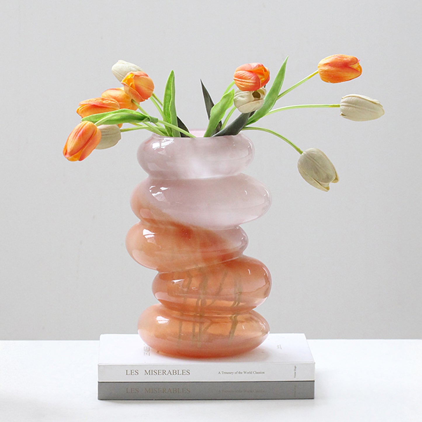 Swirl Glass Vase Set – Peach & Lime