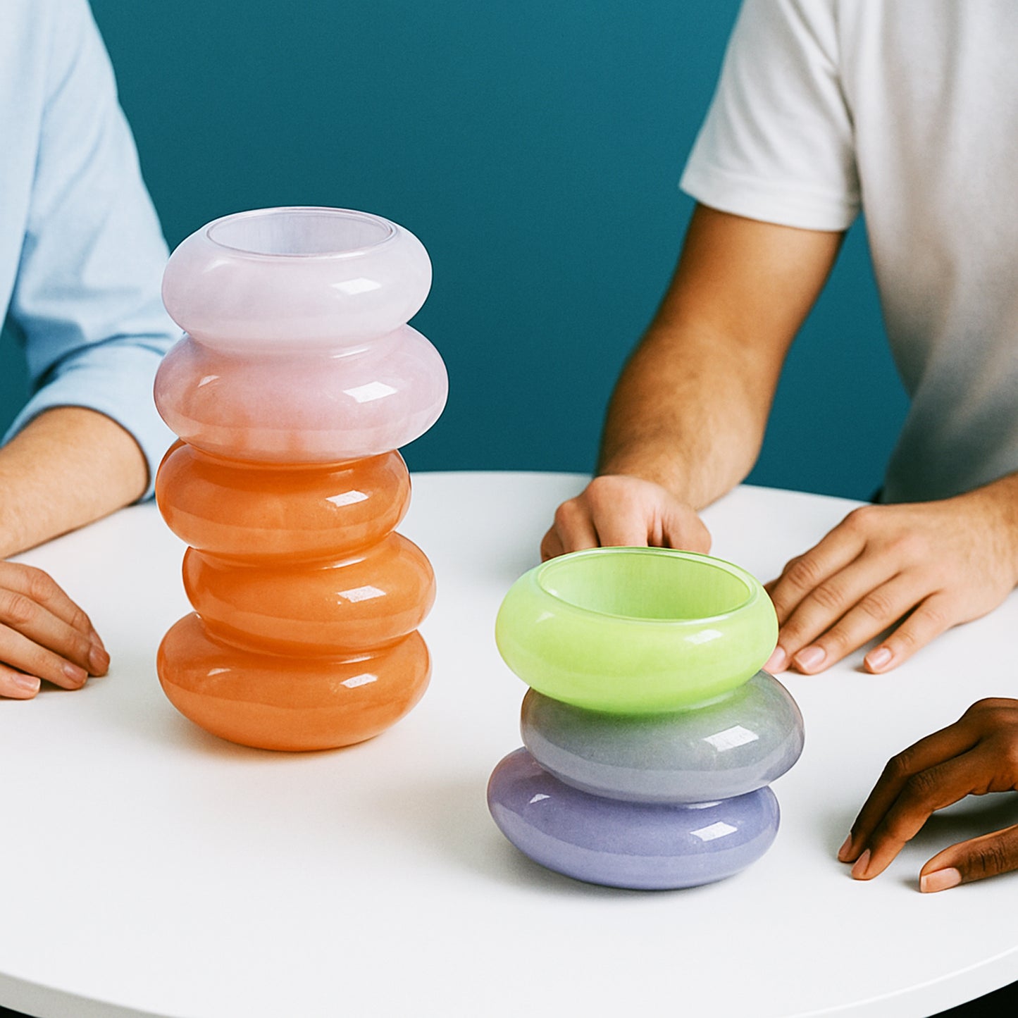 Swirl Pink & Lime Vase Set