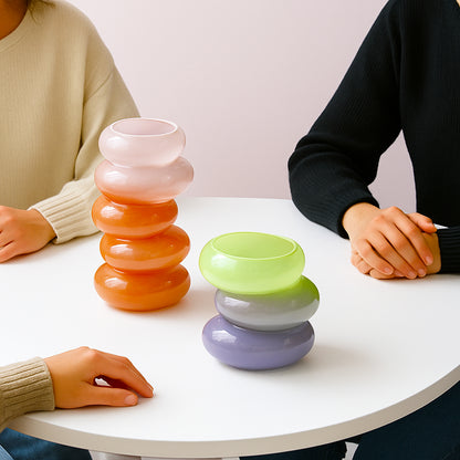 Swirl Pink & Lime Vase Set