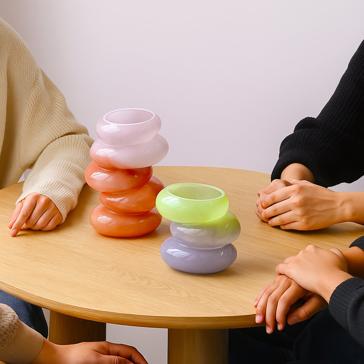 Swirl Pink & Lime Vase Set