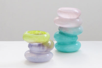 Swirl Aqua & Lime Vase Set