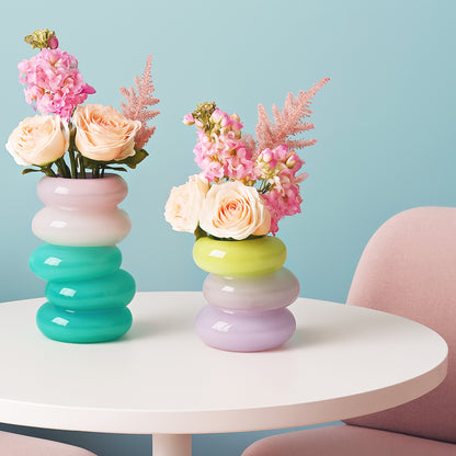 Swirl Aqua & Lime Vase Set