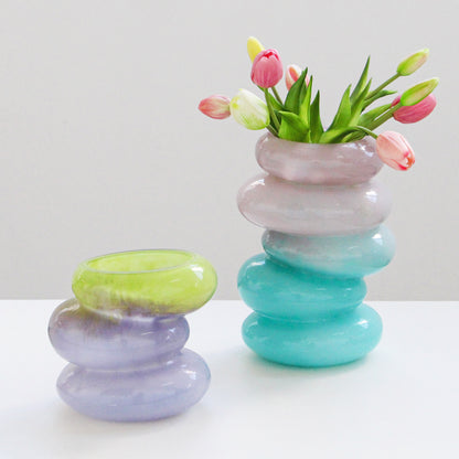 Swirl Aqua & Lime Vase Set