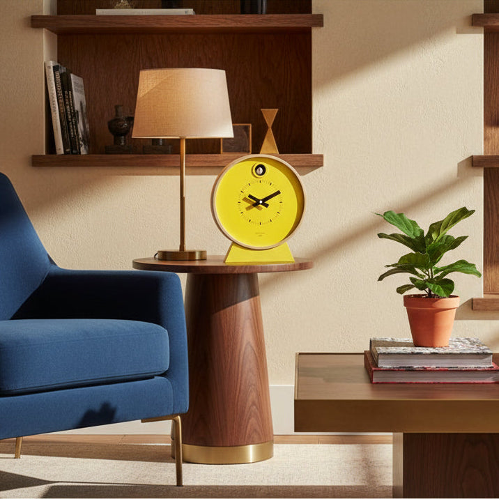 Yellow Modern Cuckoo Clock with Stand | Cloudnola