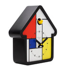 Preorder - Mondrian Cuckoo Clock with bold primary colors and Dutch Design, showcasing Functional Design in a modern cuckoo clock.
