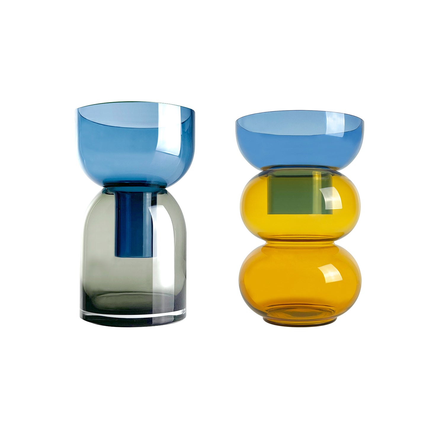 Fusion Blue Med Set - Vase -  Vases - Cloudnola 