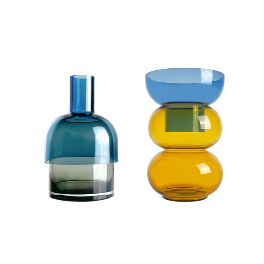 Fusion Blue Med Set - Vase -  Vases - Cloudnola 