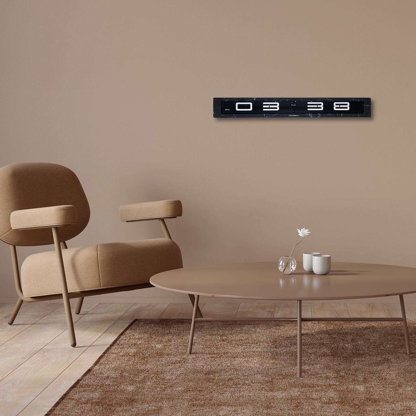 Timeline Smoke Effect AM/PM Edition - Flip Clock - 26 inches wide - A Modern Masterpiece in Timekeeping