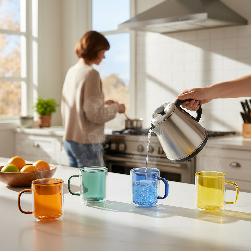 Double-Wall Glass Mugs – Multicolor – 350 ml / 11.8 oz – Set of 4 | Cloudnola with Dutch Design and Functional Design features