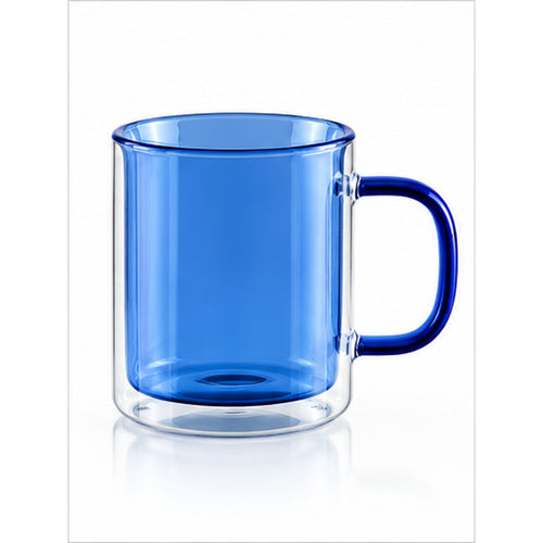 Cubo Double-Wall Glass Mugs – Multicolor, Set of 4 – 380 ml