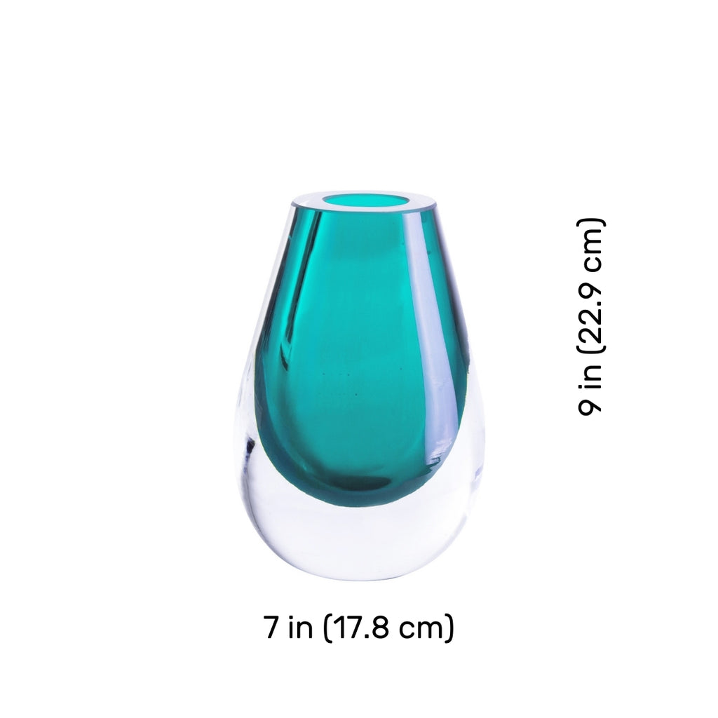 Drop Teardrop Glass Vase – Turquoise with handblown glass, Dutch Design, and functional design for minimalist home decor.