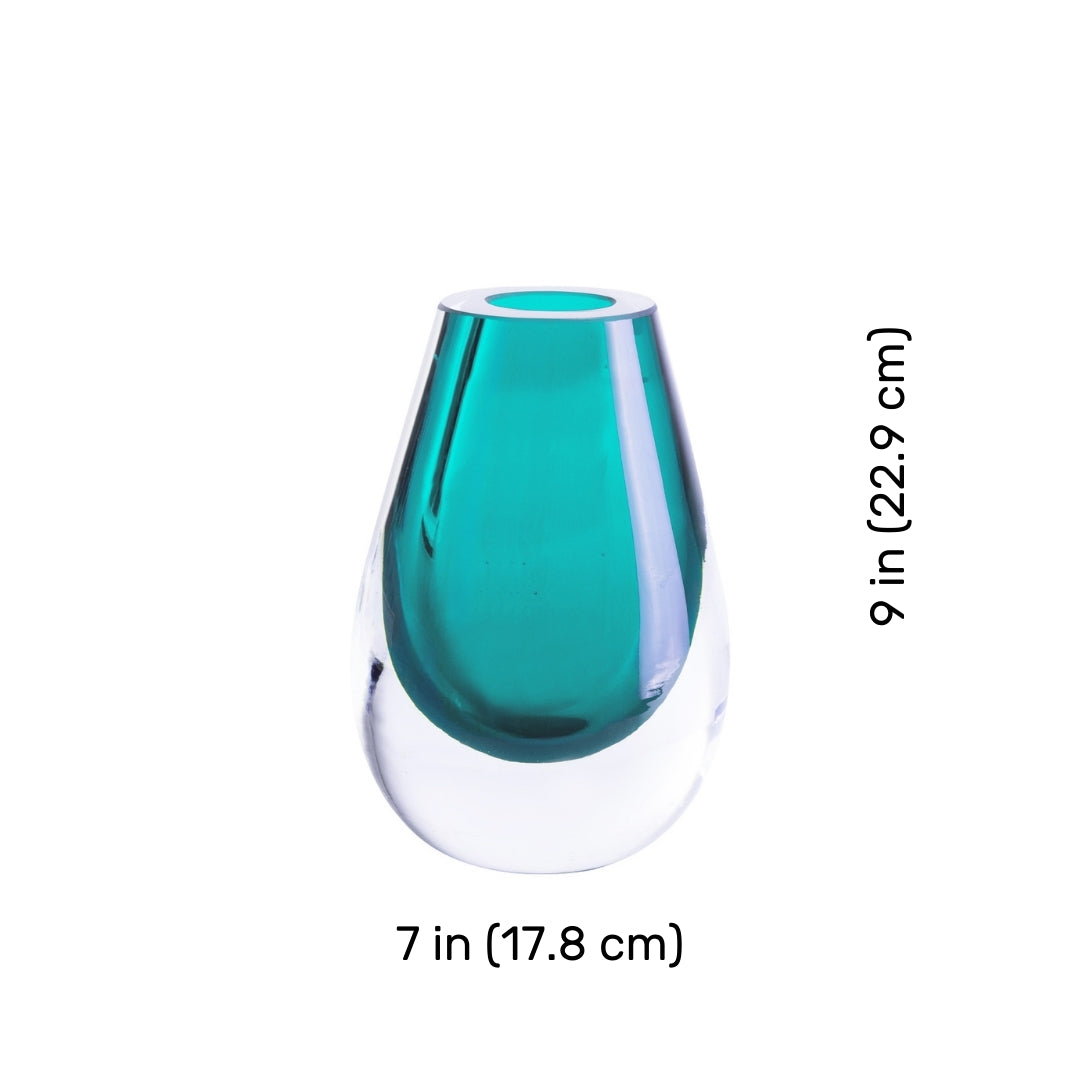 Drop Teardrop Glass Vase – Turquoise with handblown glass, Dutch Design, and functional design for minimalist home decor.