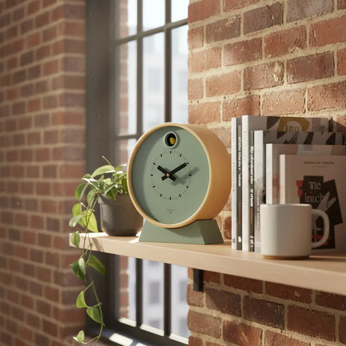 Sage Green Dot Modern Cuckoo Clock with Stand – Cloudnola