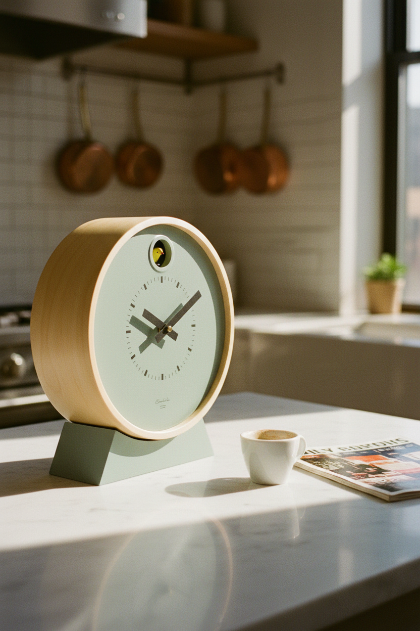 Sage Green Modern Cuckoo Clock with Stand – Dot | Cloudnola
