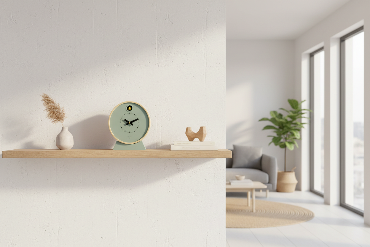 Sage Green Dot Modern Cuckoo Clock with Stand