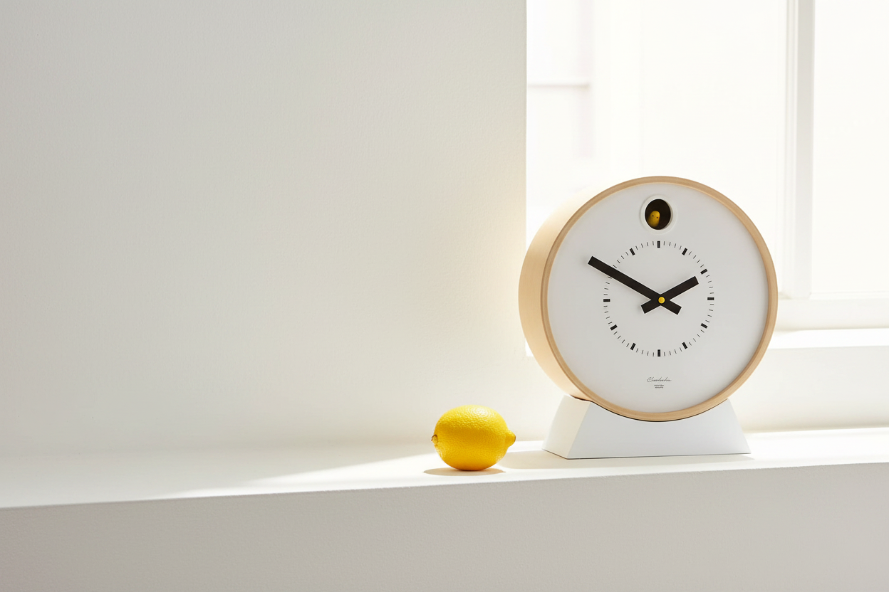 Dot White Modern Cuckoo Clock with Stand
