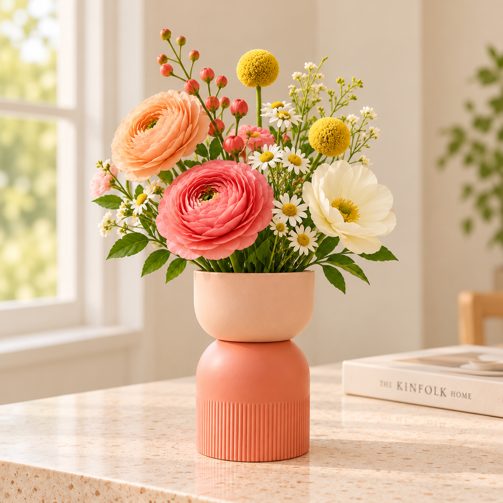 Flip Reversible Ceramic Vase – Coral and Nude