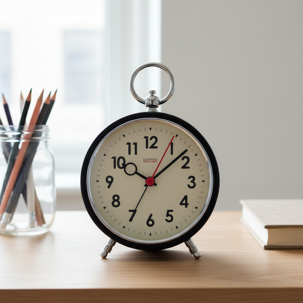 Factory Black Alarm Clock
