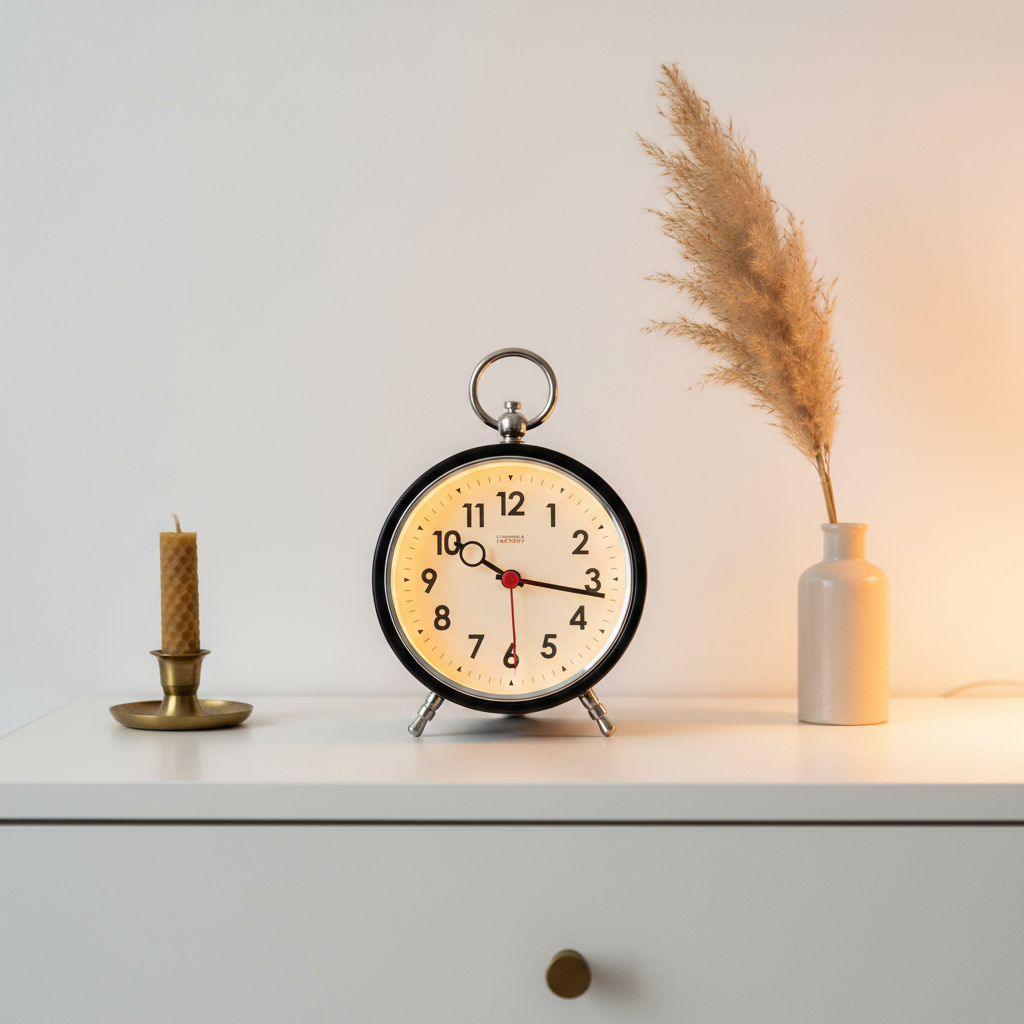 Factory Black Alarm Clock