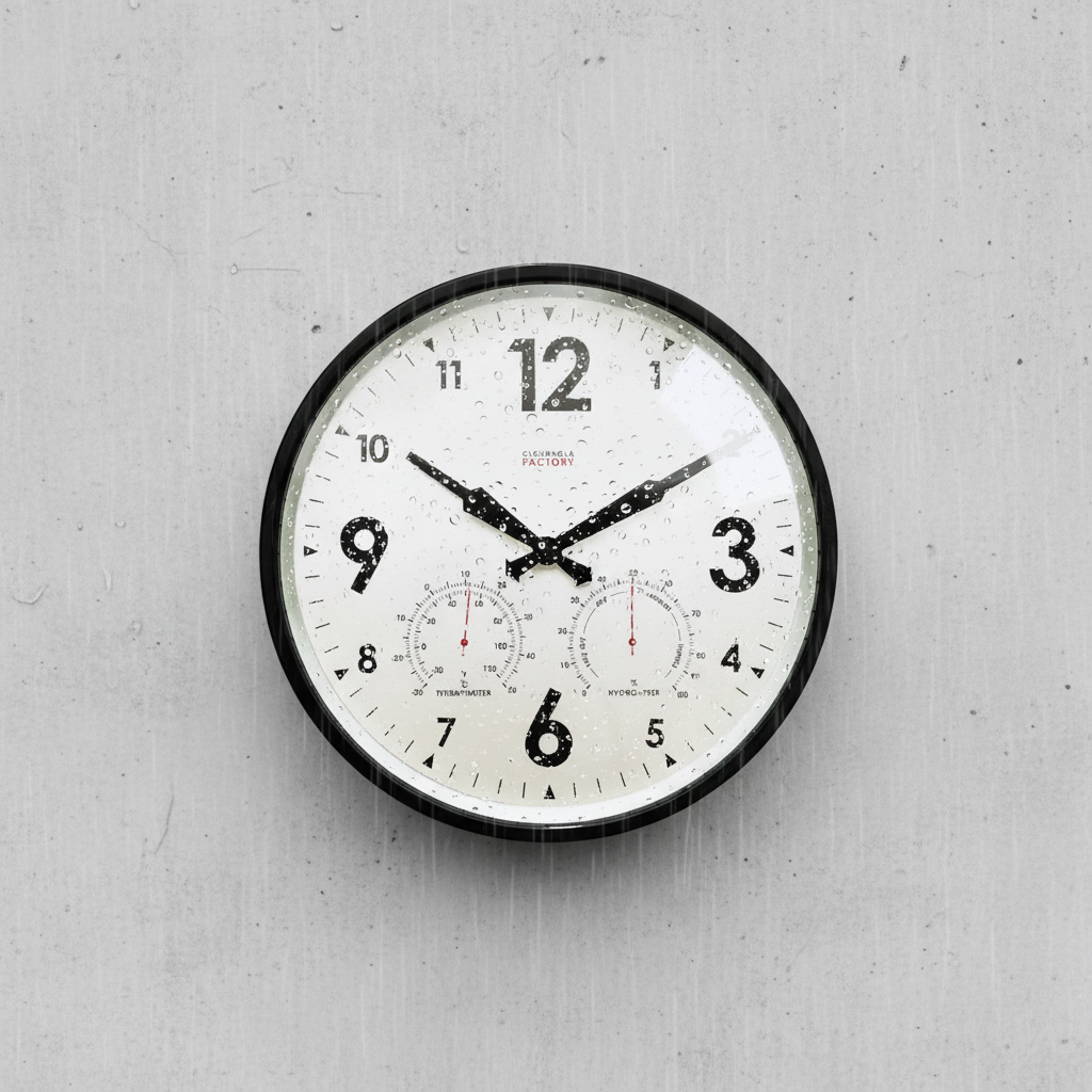 Factory Black Outdoor Clock with Dutch design, functional design, weatherproof modern wall clock for outdoor use