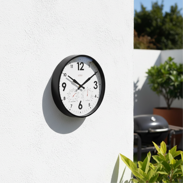 Outdoor Clock Black 11.8 in / 30 cm - Thermometer Hygrometer