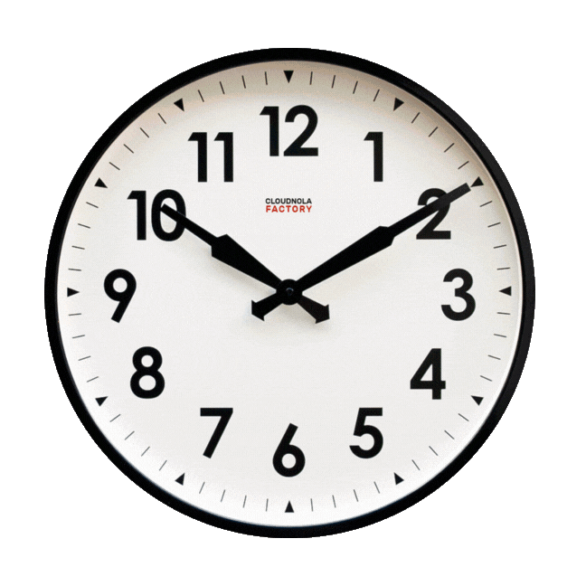 Factory Black XL – Black Wall Clock with Numbers | Cloudnola Cloudnola