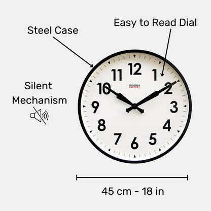 Factory Black XL – Black Wall Clock with Numbers | Cloudnola Cloudnola