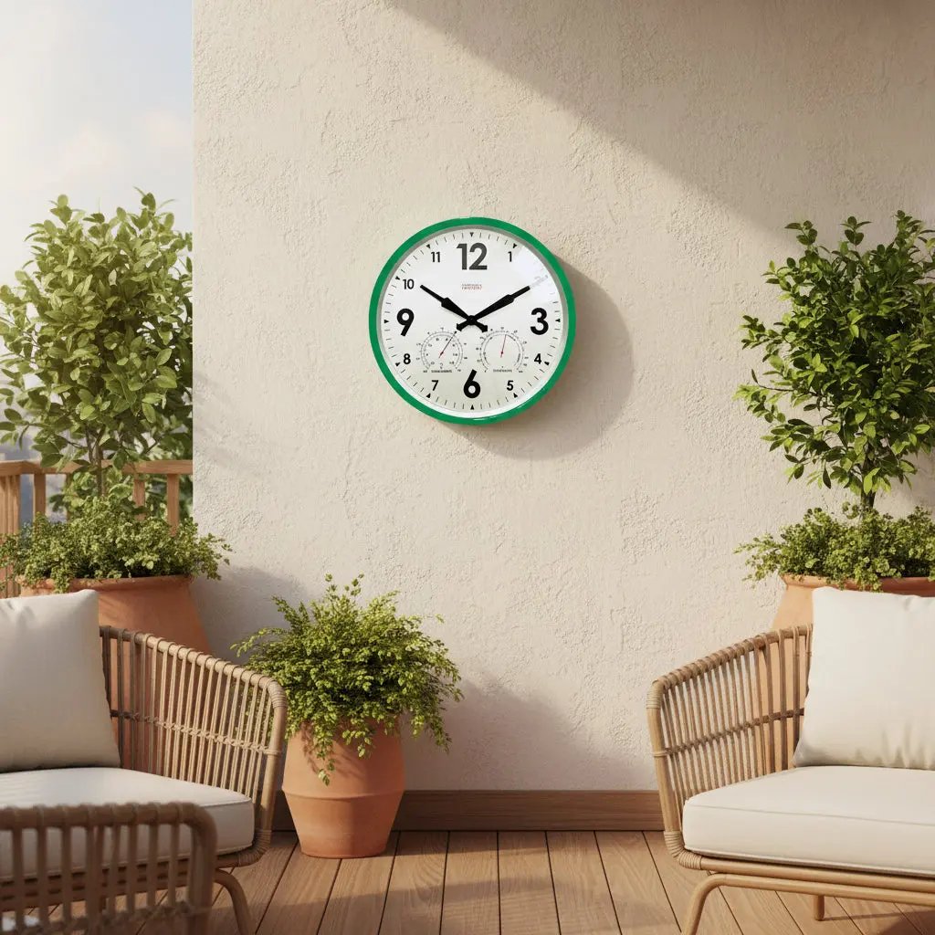 Factory Green Outdoor Clock Cloudnola