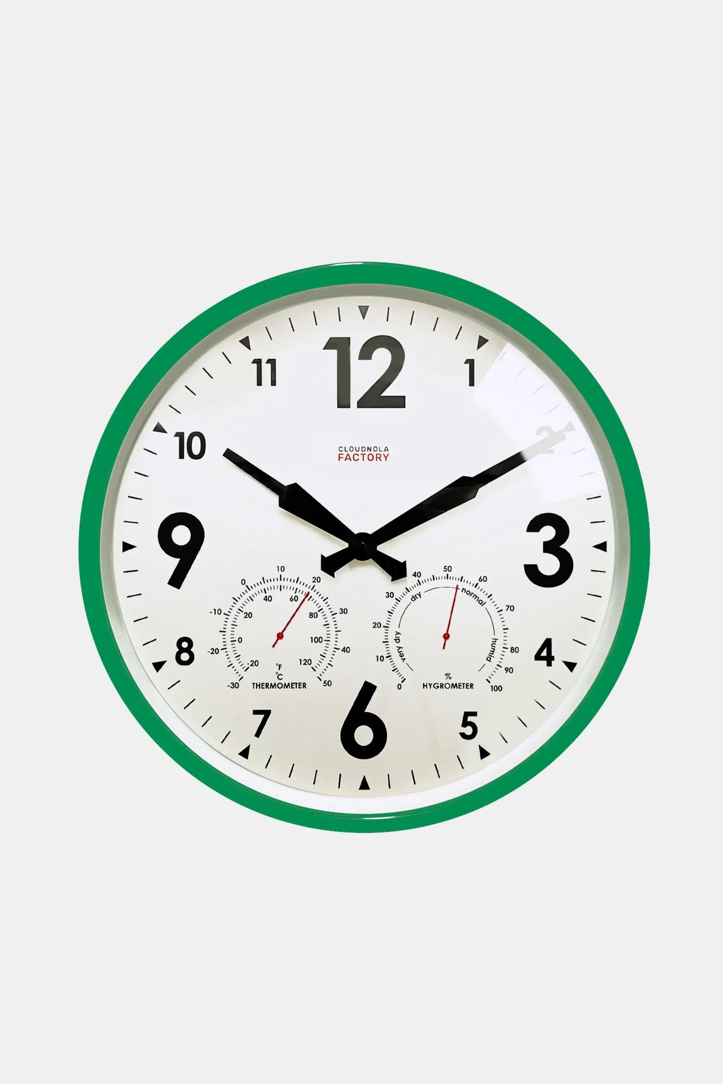Factory Green Outdoor Clock Cloudnola