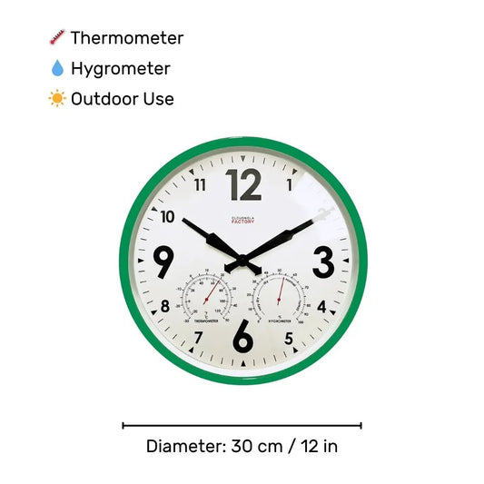 Factory Green Outdoor Clock Cloudnola
