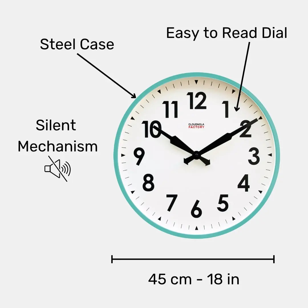 Factory Turquoise XL – Turquoise Wall Clock | Cloudnola Cloudnola