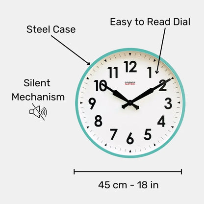 Factory Turquoise XL – Turquoise Wall Clock | Cloudnola Cloudnola