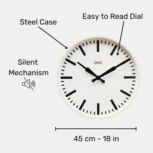 Factory White XL – White Wall Clock | Cloudnola Cloudnola