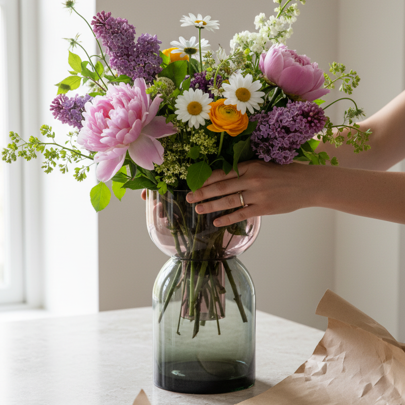Flip Reversible Glass Vase – Gray & Pink Large