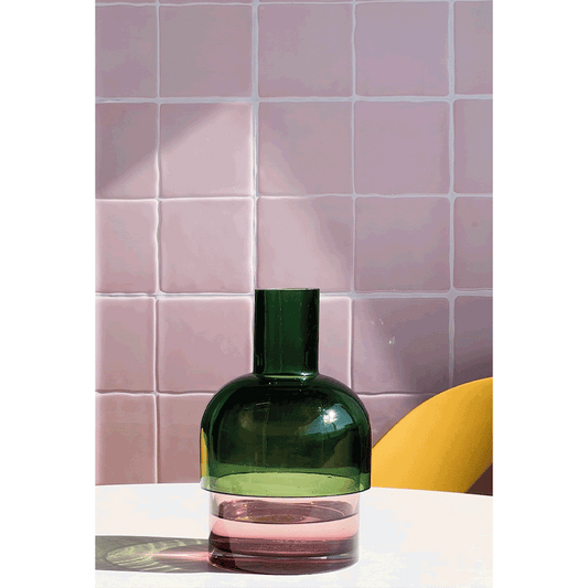 Flip Med Green & Pink – Red Glass Vase | Cloudnola Cloudnola