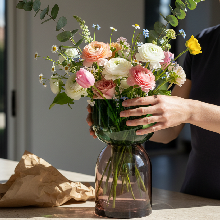 Flip Reversible Glass Vase – Pink & Green