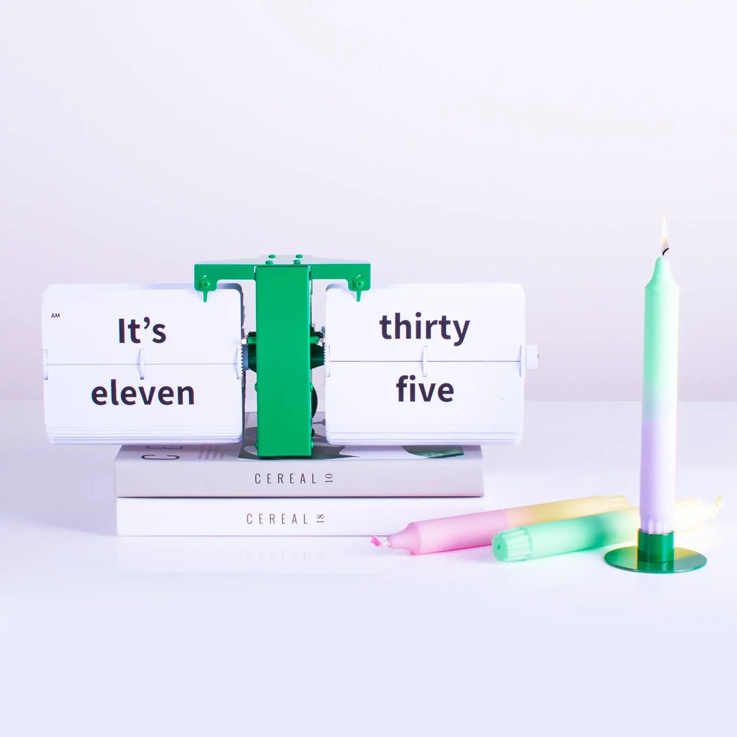 Flipping Out Text MoMA Green Flip Clock – Word Display Clock | Cloudnola Cloudnola