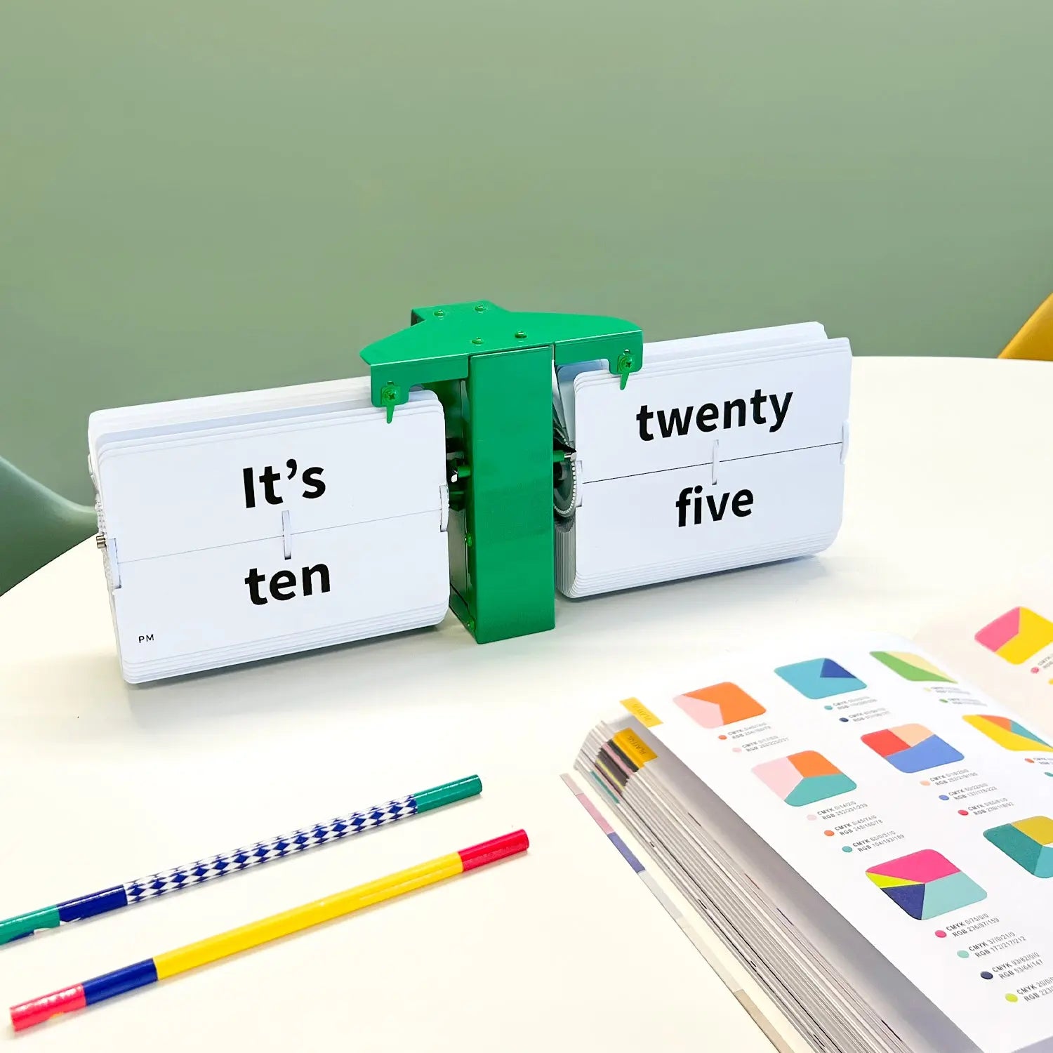 Flipping Out Text MoMA Green Flip Clock – Word Display Clock | Cloudnola Cloudnola