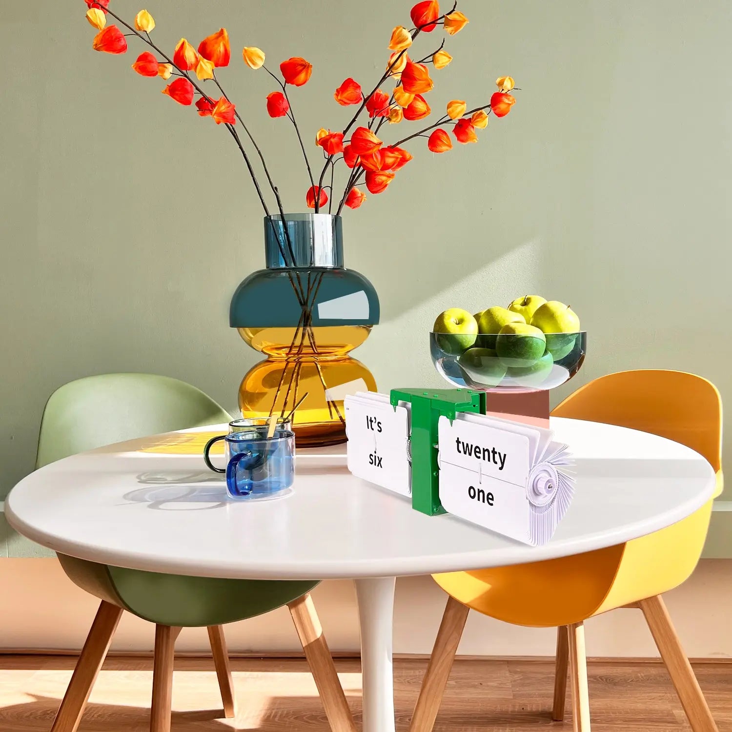 Flipping Out Text MoMA Green Flip Clock – Word Display Clock | Cloudnola Cloudnola