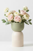 Flip Reversible Ceramic Vase – Ivory & Olive