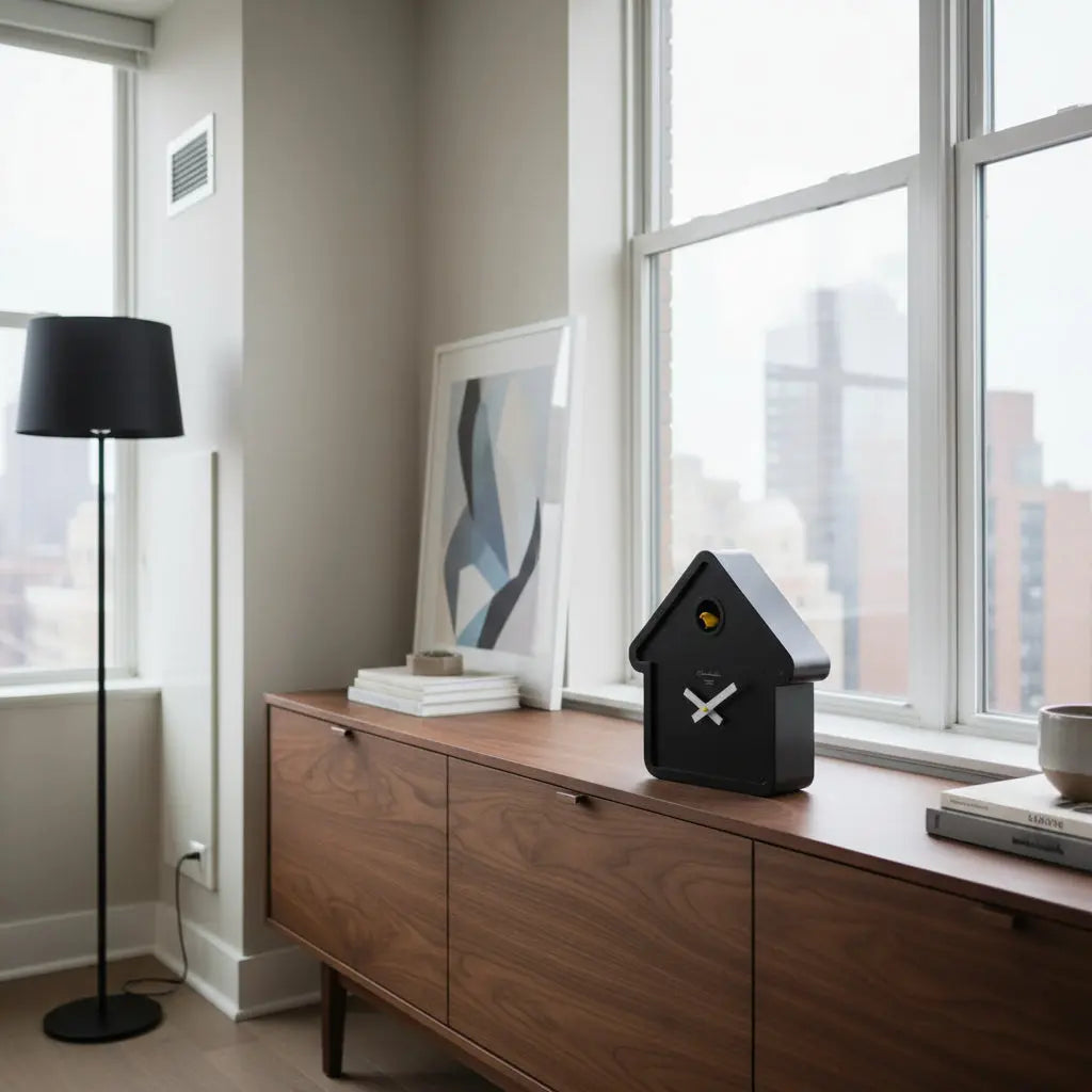 Block Clock Man & Woman 時計 オブジェ ポストモダン MoMA House Black Modern Cuckoo Clock | Cloudnola