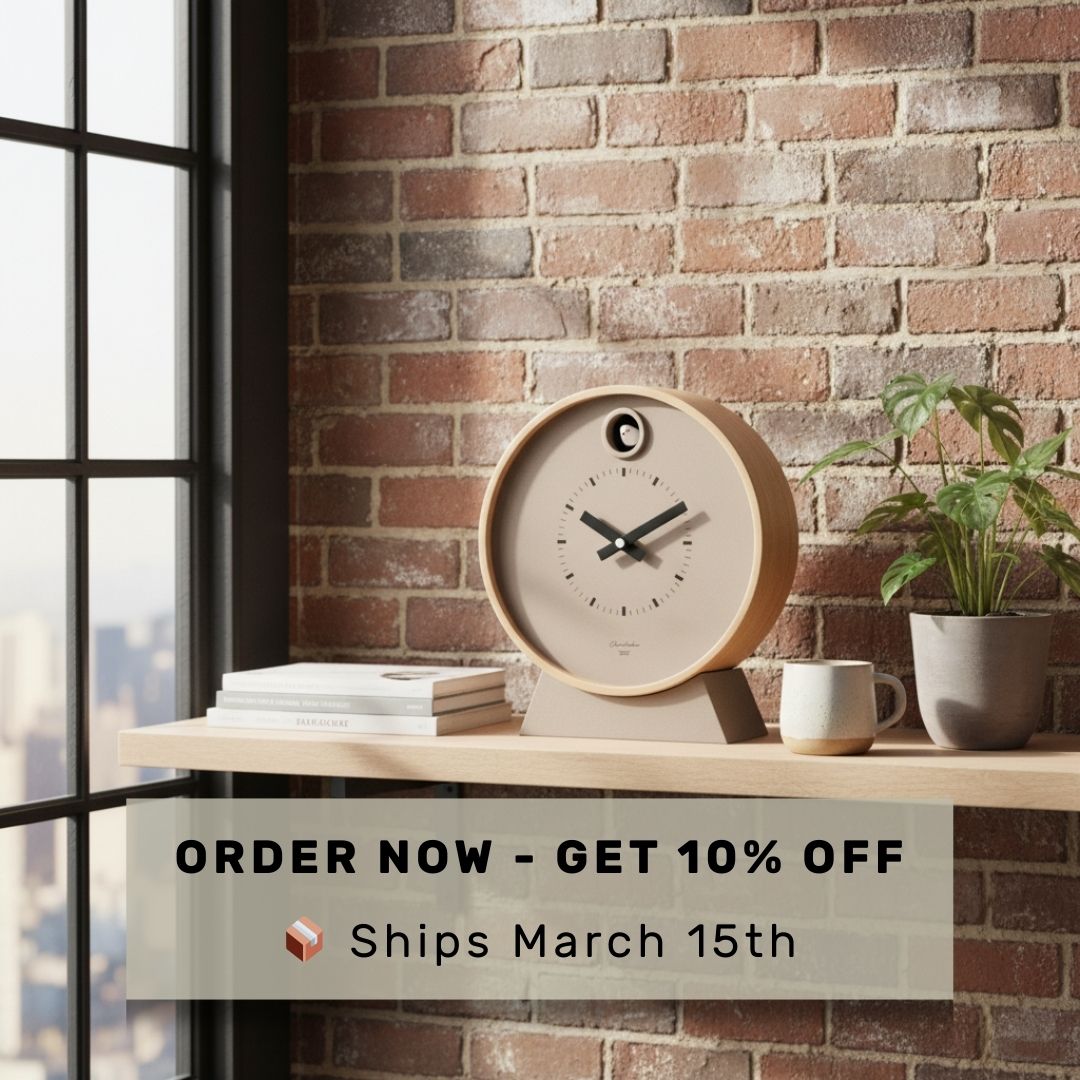 Pre-Order - Dot Taupe Cuckoo Clock